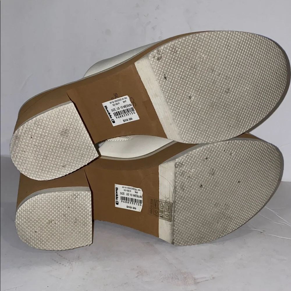 Oasis Society White Faux Leather Maren Layered Platform Heel Slides
